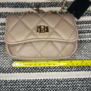 Badgley Mischka Taupe Quilted Mini Bag